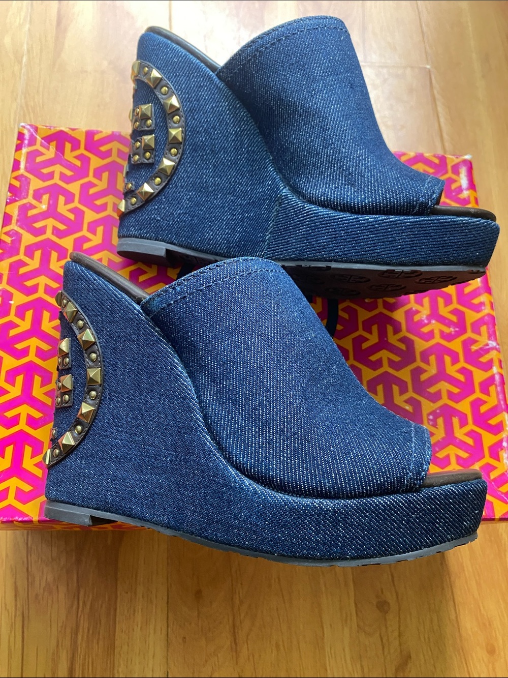 Tory Burch Navy Denim Open-Toe Mule - Picture 6 of 16